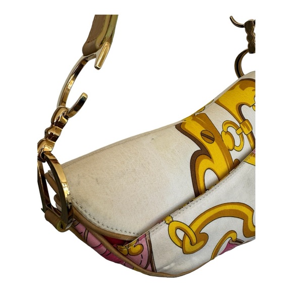 ⚡️SOLD⚡️ ✨RARE✨ Christian Dior Multicolor Silk Print Saddle Bag (Galliano Era) - Picture 11 of 17